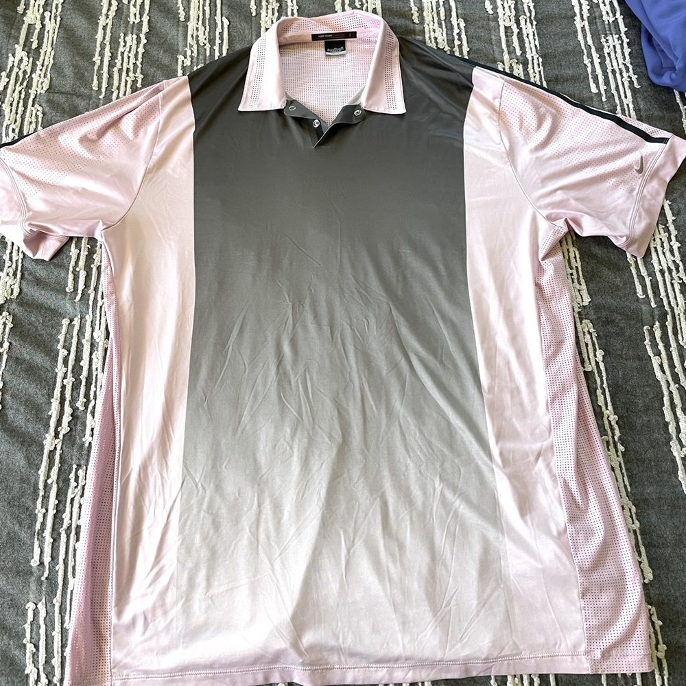 Tiger Woods Pink/Gray dri Fit polo XL